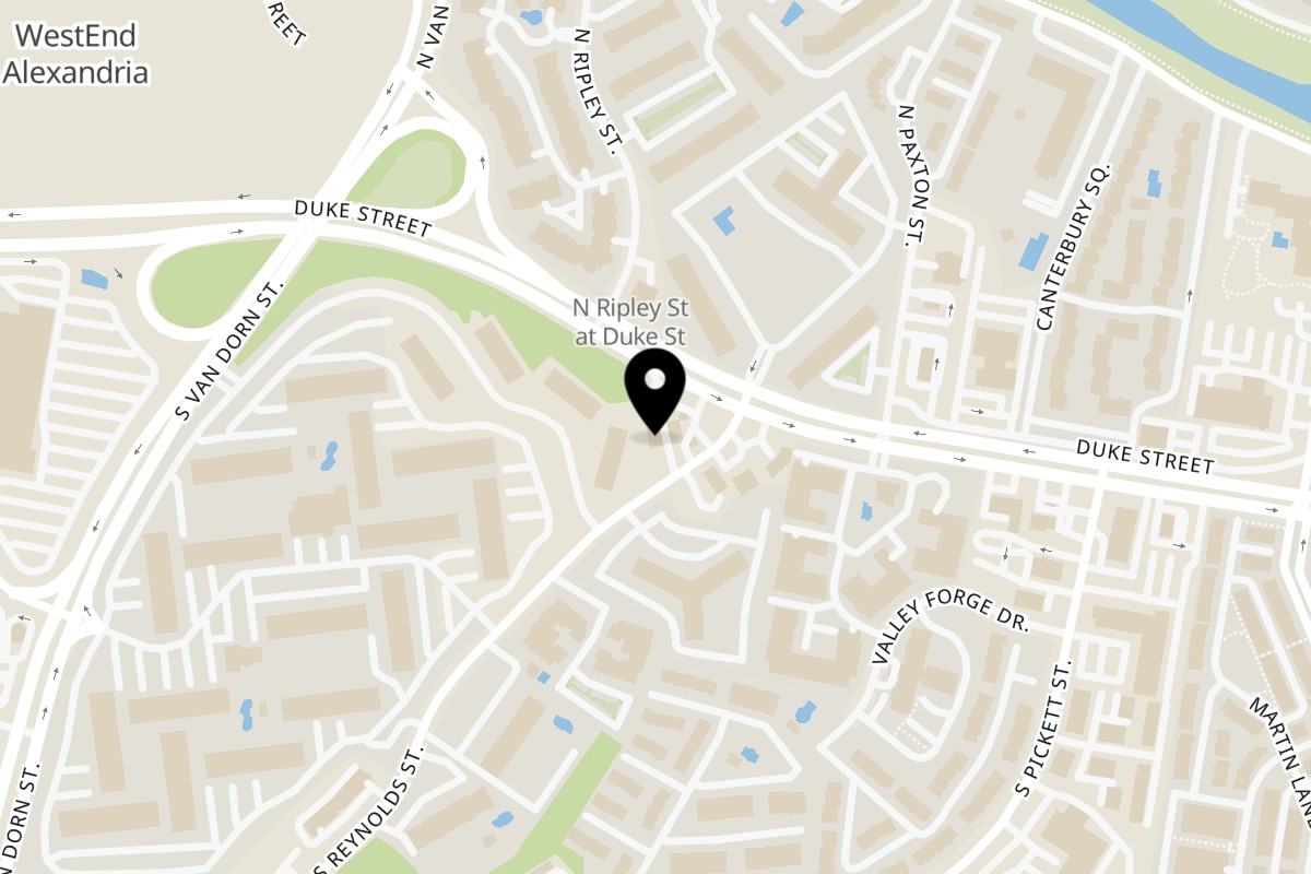 Map showing the location of Zaytoun Halal Grill on 5418 Duke St in Alexandria